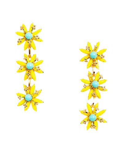 Elizabeth Cole 24k Plated Dangle Earrings In Yellow