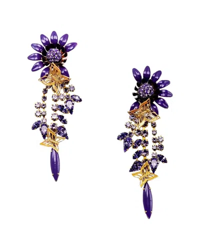 Elizabeth Cole 24k Plated Dangle Earrings In Purple