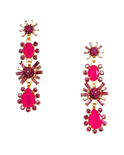 Elizabeth Cole 24k Plated Dangle Earrings In Pink