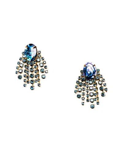 Elizabeth Cole 24k Plated Dangle Earrings In Blue