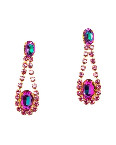 Elizabeth Cole 24k Plated Dangle Earrings In Pink