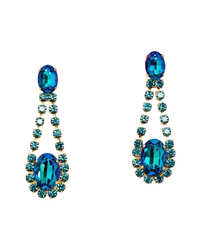 Elizabeth Cole 24k Plated Dangle Earrings In Blue