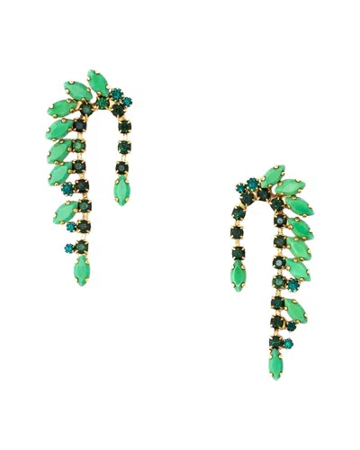 Elizabeth Cole 24k Plated Dangle Earrings In Green