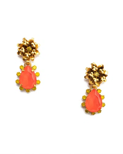 Elizabeth Cole 24k Plated Emely Earrings In Orange