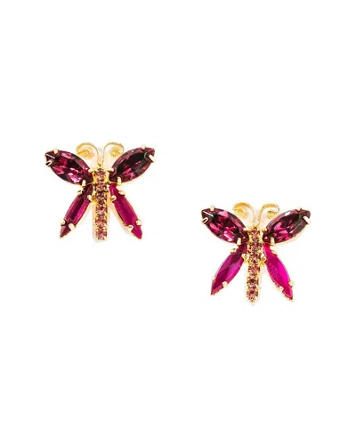 Elizabeth Cole 24k Plated Lex Earrings In Pink