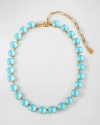 Elizabeth Cole 24k Yellow Gold-plated Colette Crystal Necklace In Blue