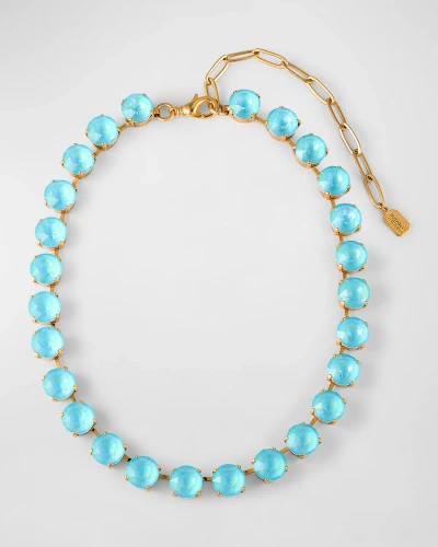 Elizabeth Cole 24k Yellow Gold-plated Colette Crystal Necklace In Blue