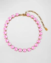 Elizabeth Cole 24k Yellow Gold-plated Colette Crystal Necklace In Pink