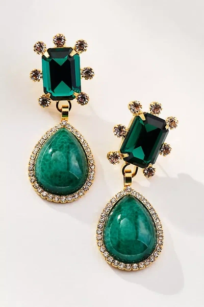 Elizabeth Cole Agnes Crystal Earrings In Green