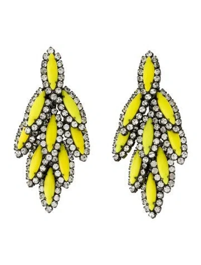 Pre-owned Elizabeth Cole Crystal & Resin Bacall Drop Earrings In Multi