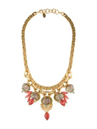Pre-owned Elizabeth Cole Crystal & Resin Collar Necklace, 18" In Multi