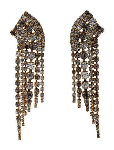 Pre-owned Elizabeth Cole Crystal Barrett Drop Earrings In Transparent