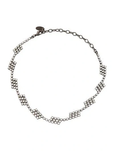 Pre-owned Elizabeth Cole Crystal Choker Necklace, 14" In Multicolor