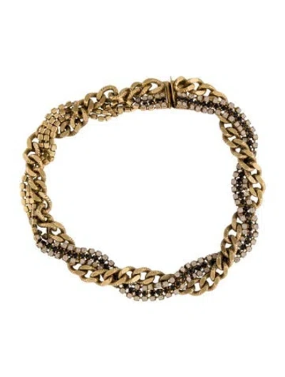 Pre-owned Elizabeth Cole Crystal Choker Necklace, 16" In Multicolor