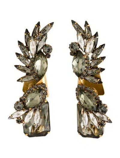 Pre-owned Elizabeth Cole Crystal Cluster Drop Earrings In Multicolor