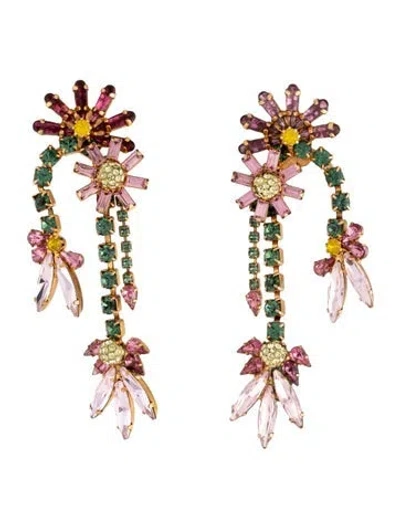 Pre-owned Elizabeth Cole Crystal Drop Earrings In Multi