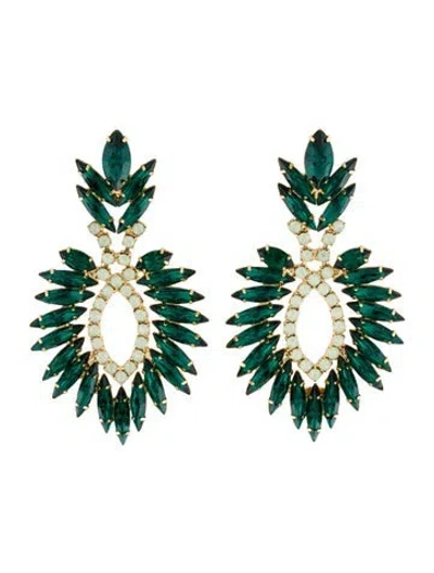 Pre-owned Elizabeth Cole Crystal Drop Earrings In Multicolor