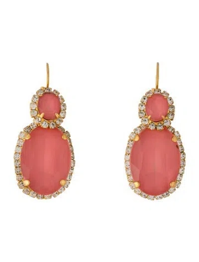 Pre-owned Elizabeth Cole Crystal Drop Earrings In Pink