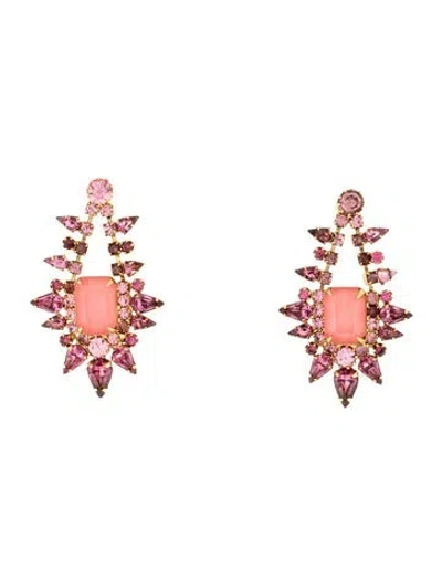 Pre-owned Elizabeth Cole Crystal Drop Earrings In Pink/purple
