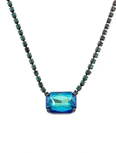 Pre-owned Elizabeth Cole Crystal Pendant Neckalce, 18" In Blue