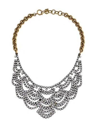 Pre-owned Elizabeth Cole Crystal Two-tone Collar Necklace, 19" In Multi