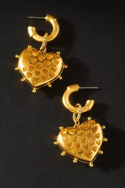 Elizabeth Cole Darlene Heart Drop Earrings In Gold