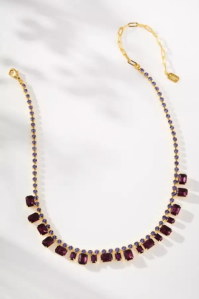 Elizabeth Cole Glacia Crystal Necklace In Purple