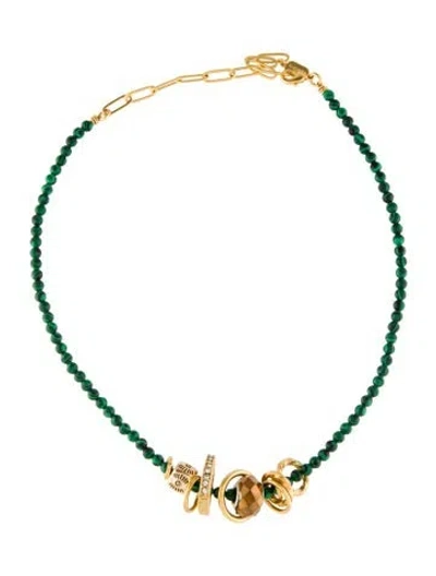 Pre-owned Elizabeth Cole Ines Collar Necklace, 18.5" In Green