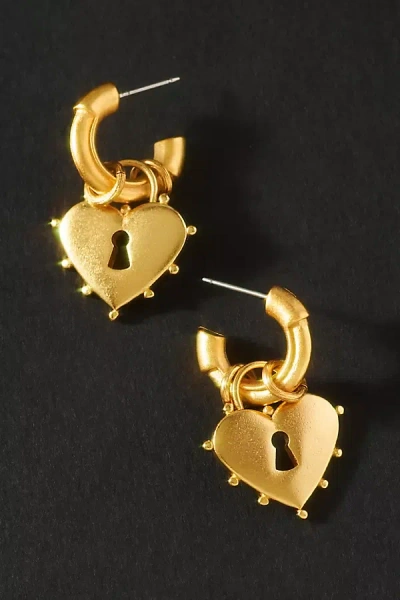 Elizabeth Cole Mina Heart Huggie Hoop Earrings In Gold