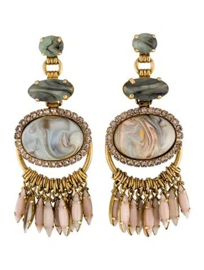 Pre-owned Elizabeth Cole Resin & Crystal Drop Chandelier Earrings In Multicolor