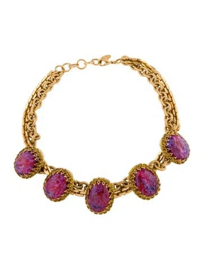 Pre-owned Elizabeth Cole Resin Collar Necklace, 17.25" In Multi