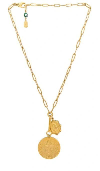 Elizabeth Cole St. Christopher Necklace In Metallic Gold