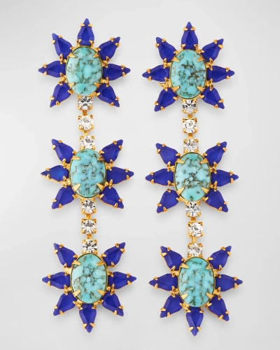 Elizabeth Cole Steora Linear Crystal Earrings In Blue
