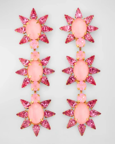 Elizabeth Cole Steora Linear Crystal Earrings In Pink