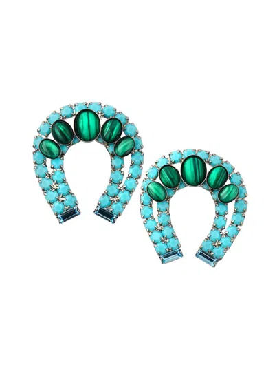 Elizabeth Cole Women's Althea Goldtone, Turquoise & Imitation Malachite Earrings In Blue