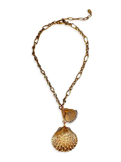 Elizabeth Cole Women's Calico 24k-gold-plated, Crystal & Imitation Pearl Charm Necklace