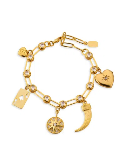Elizabeth Cole Women's Hyacinth 24k-gold-plated & Crystal Charm Bracelet