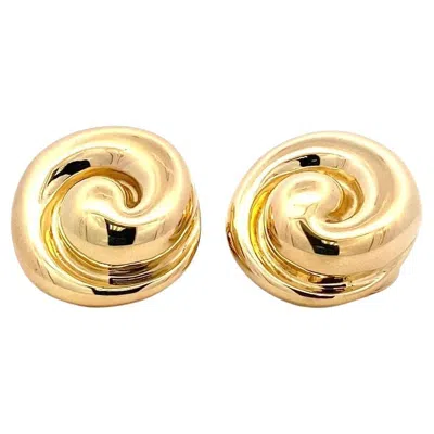 Pre-owned Elizabeth Gage 18 Karat Yellow Gold Swirl Clip-on Earrings