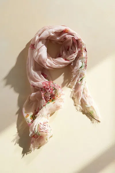 Elizabeth Gillett Aspen Wildflowers Scarf In Beige