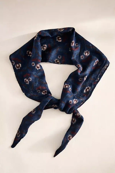 Elizabeth Gillett Blue Floral Wool + Silk Scarf