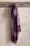 Elizabeth Gillett Diamond Floral Cotton Scarf In Purple