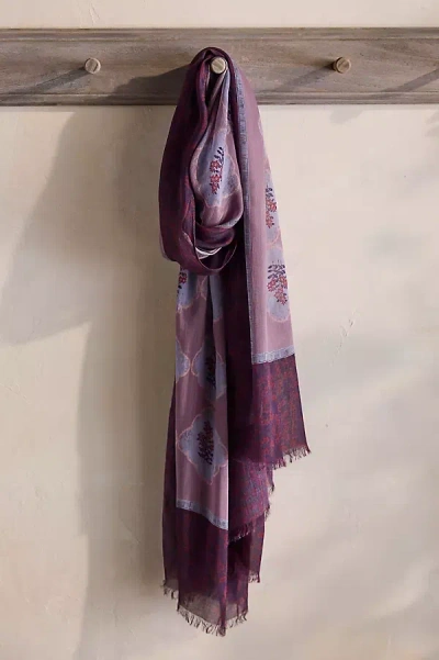 Elizabeth Gillett Diamond Floral Cotton Scarf In Purple