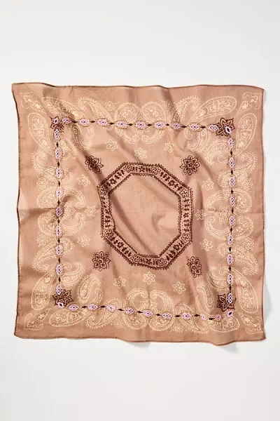 Elizabeth Gillett Embroidered Headband In Brown