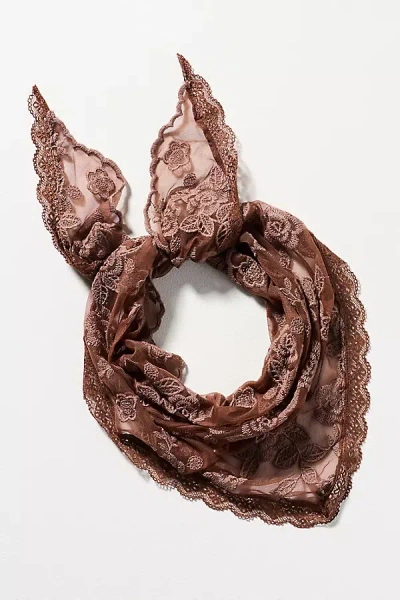 Elizabeth Gillett Floral Lace Hair Scarf In Beige