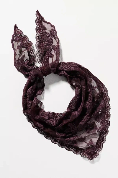 Elizabeth Gillett Floral Lace Hair Scarf In Purple