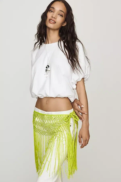 Elizabeth Gillett Fringe Mesh Sarong In Green