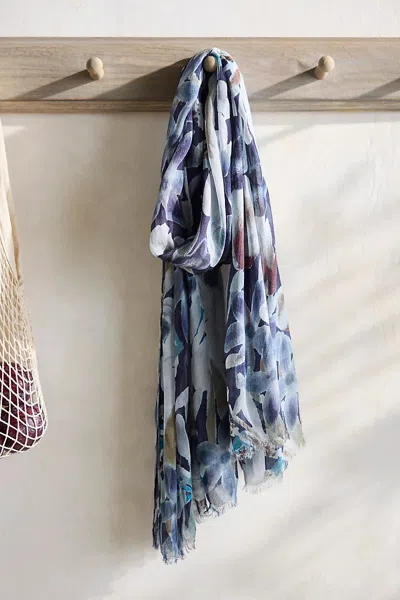 Elizabeth Gillett Garden Watercolor Scarf In Blue