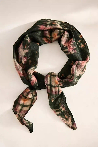 Elizabeth Gillett Green Floral Wool + Silk Scarf