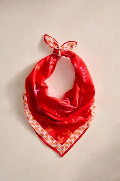 Elizabeth Gillett Italian Café Cotton Bandana In Red