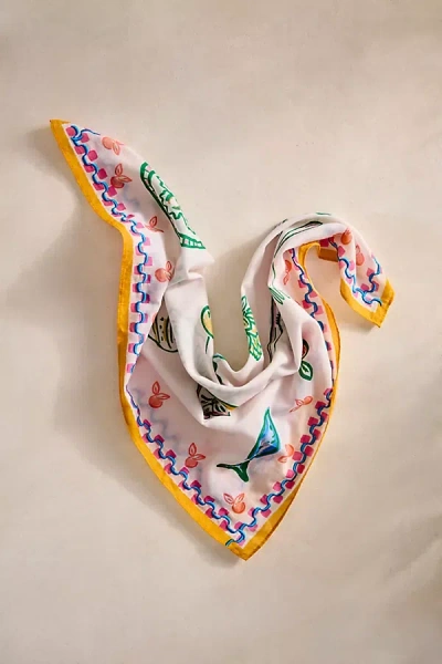 Elizabeth Gillett Italian Café Cotton Bandana In White